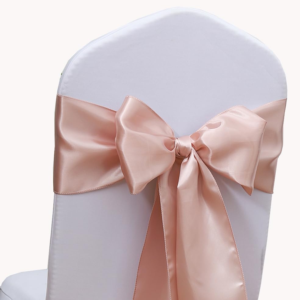 Gankar Wedding Chair Sashes Satin Bows 7x108 Inch Party Chairs Accessories Ribbon Knots Ties for Marry Banquet Baby Shower Hotel Restaurant Christmas Decoration Activity (50 Pieces, Blush Pink)