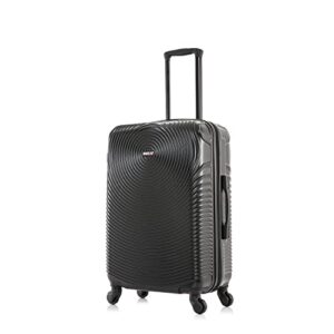 dukap inception luggage with spinner wheels | durable lightweight hardside suitcase, travel bag with handle and trolley, 24-inch medium checked luggage | black