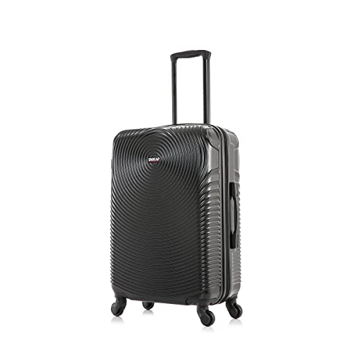 DUKAP INCEPTION Luggage with Spinner Wheels | Durable Lightweight Hardside Suitcase, Travel Bag with Handle and Trolley, 24-Inch Medium Checked Luggage | Black