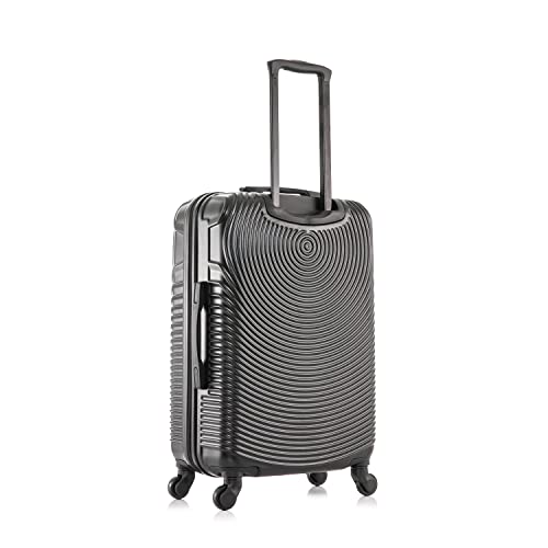 DUKAP INCEPTION Luggage with Spinner Wheels | Durable Lightweight Hardside Suitcase, Travel Bag with Handle and Trolley, 24-Inch Medium Checked Luggage | Black