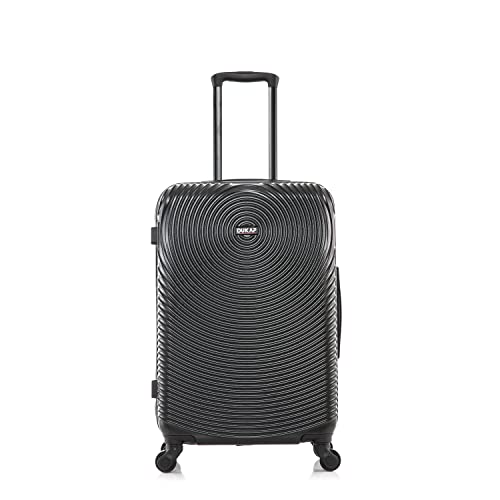 DUKAP INCEPTION Luggage with Spinner Wheels | Durable Lightweight Hardside Suitcase, Travel Bag with Handle and Trolley, 24-Inch Medium Checked Luggage | Black