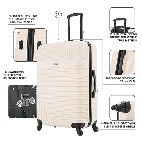 InUSA RESILIENCE Luggage with Spinner Wheels | Durable Lightweight Hardside Suitcase, Spacious Travel Bag with Handle and Trolley | 28-Inch Large Checked Luggage | Sand