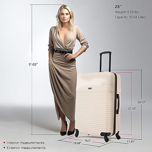 InUSA RESILIENCE Luggage with Spinner Wheels | Durable Lightweight Hardside Suitcase, Spacious Travel Bag with Handle and Trolley | 28-Inch Large Checked Luggage | Sand