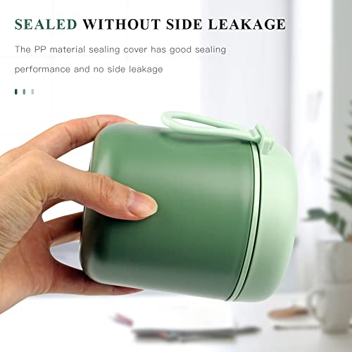 SMALLSHS Vacuum Insulated Food Jar with Foldable Spoon, Stainless Steel Thermal Food Container Food Thermos Soup Cup Leak Proof Hot Cold Food for Office Picnic Travel Outdoors (green)