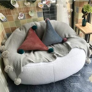 7ft Giant Fur Bean Bag Chair for Adult Living Room Furniture Big Round Soft Fluffy Faux Fur BeanBag Lazy Sofa Bed Cover Grey (Dark Grey)