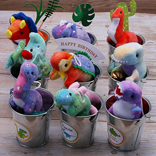 Dinosaur Plush Stuffed Set(16 Pack), Mini Dinosaurs Animal Keychain Toy(4.5"), Soft Dino Playset for Toddler Kid Party Favors, Plushies Kit for Stocking Stuffers Doll Machine Treasure Carnival Prizes