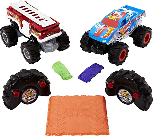 Hot Wheels RC Monster Trucks 2-Pack, 1 Race Ace & 1 HW 5-Alarm in 1:24 Scale, Full-Function Remote-Control Toy Trucks