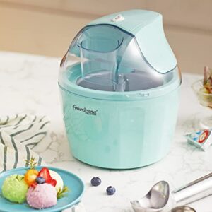 Americana EIM-1400M 1.5 Qt Freezer Bowl Automatic Easy Homemade Electric Ice Cream Maker, Ingredient Chute, On/Off Switch, No Salt Needed, Creamy Ice Cream, Gelato, Frozen Yogurt, Sorbet, Recipe Book