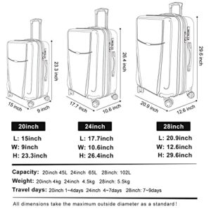 Feybaul Luggage 3 Piece Set Suitcase Lightweight Hardside Removable-Spinner Wheels with TSA Lock(20',24',28')_Black, 828