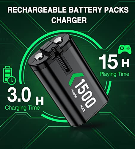 Xbox Controller Battery Pack for Xbox Series X|S/Xbox One S/X/Elite, 4x1500mAh Xbox One Rechargeable Battery Pack With Fast Charger Station for Xbox Series X|S/Xbox One S/X/Elite Wireless Controller