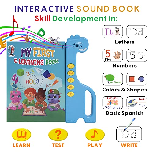 Curious 2 Learn ABC Learning for Toddlers | Learning Resources | English & Spanish Sound Book | Preschool Learning Activities | Educational Learning Toys | 4 Year Old Boy Birthday Gift