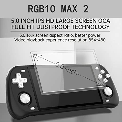 Petforu POWKIDDY RGB10 MAX 2 Handheld Games Console 5-inch (17000 Games 128G Black)