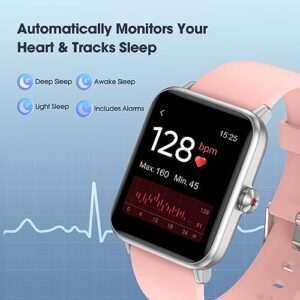 LIVIKEY Smart Watch, Fitness Tracker with Heart Rate Monitor, Blood Oxygen, Sleep Tracking, 41mm Smartwatch 5ATM Waterproof with Pedometer for Women Men Compatible with Android iPhone iOS