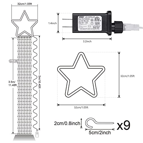 2 Packs 72ft 200 LED 8 Modes Solar Christmas String Lights & 317 LED 10ft X 9 Outdoor Christmas Decorations Lights with 12" Topper Star