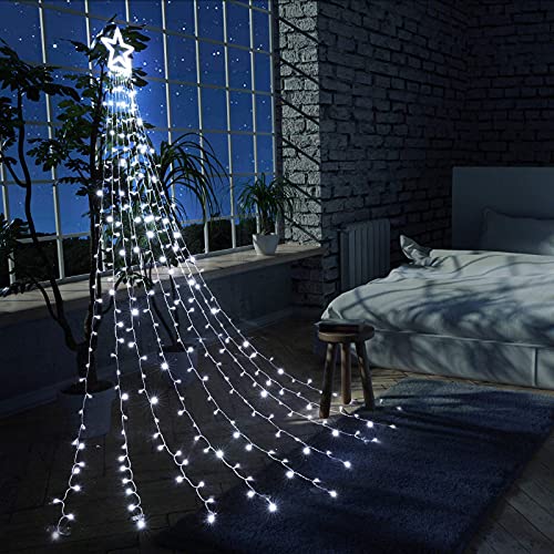 2 Packs 72ft 200 LED 8 Modes Solar Christmas String Lights & 317 LED 10ft X 9 Outdoor Christmas Decorations Lights with 12" Topper Star