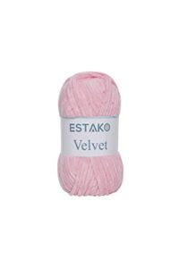 estako velvet chenille blanket amigurumi yarn for crocheting and knitting super bulky 100 gr (132 yds) (1310 - baby pink)