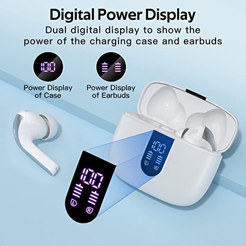 TAGRY Bluetooth Headphones True Wireless Earbuds 60H Playback LED Power Display Earphones with Wireless Charging Case IPX5 Waterproof in-Ear Earbuds with Mic for TV Smart Phone Computer Laptop Sports