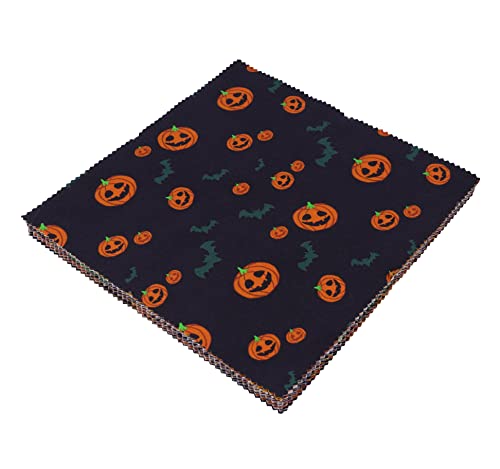 Soimoi Precut 10-inch Halloween Prints Cotton Fabric Bundle Quilting Squares Charm Pack DIY Patchwork Sewing Craft- Multicolor