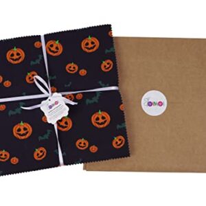 Soimoi Precut 10-inch Halloween Prints Cotton Fabric Bundle Quilting Squares Charm Pack DIY Patchwork Sewing Craft- Multicolor