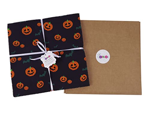 Soimoi Precut 10-inch Halloween Prints Cotton Fabric Bundle Quilting Squares Charm Pack DIY Patchwork Sewing Craft- Multicolor