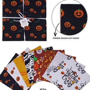 Soimoi Precut 10-inch Halloween Prints Cotton Fabric Bundle Quilting Squares Charm Pack DIY Patchwork Sewing Craft- Multicolor