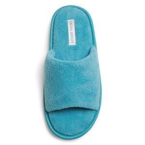 laura ashley ladies open toe plush terry slipper