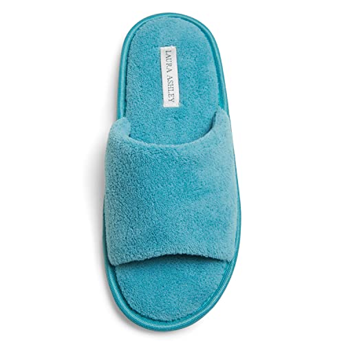 Laura Ashley Ladies Open Toe Plush Terry Slipper