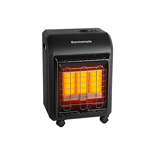 thermomate Propane Radiant Heater, 18,000 BTU Portable LP Gas Heater with 3 Power Settings, Propane Heater with Gas Regulator and Hose, Heating Area Up to 450 Sq. Ft