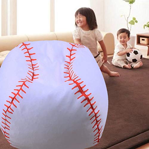 STOBOK 1Pc Stuffed Animal Storage Bean Bag Chair, Baseball Toys Baseball Decor Kids Chair Beanbag Chair Stuffed Baseball Plush Pillow Stuffed Animal Storage for Kids, 16.9inches