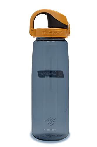 Nalgene Sustain Tritan BPA-Free On The Fly Water Bottle Made with Material Derived from 50% Plastic Waste, 24 OZ, Rhino with Brown/Black