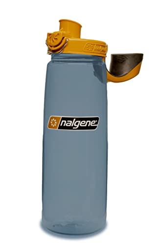 Nalgene Sustain Tritan BPA-Free On The Fly Water Bottle Made with Material Derived from 50% Plastic Waste, 24 OZ, Rhino with Brown/Black