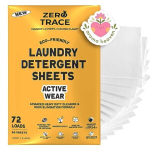 zero trace laundry detergent sheets (72 loads, fresh scent) plastic free eco-friendly safe for sensitive skin (active wear)