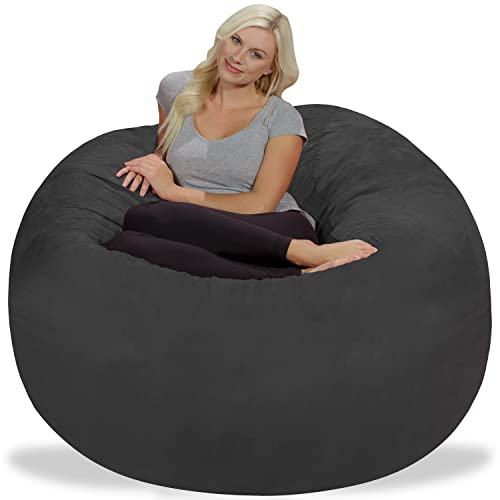 Chill Sack Bean Bag Chair: Giant 5' Memory Foam Furniture Bean Bag - Big Sofa with Soft Micro Fiber Cover - Dark Gray