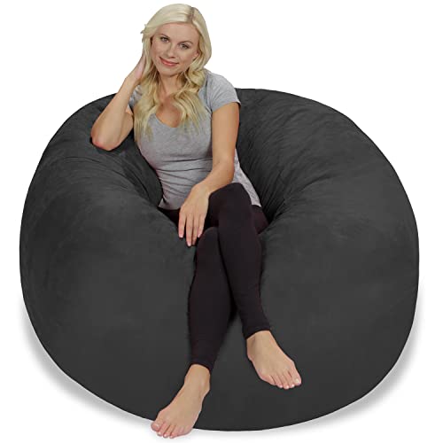 Chill Sack Bean Bag Chair: Giant 5' Memory Foam Furniture Bean Bag - Big Sofa with Soft Micro Fiber Cover - Dark Gray