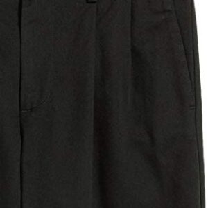 Amazon Essentials Men's Classic-Fit Wrinkle-Resistant Pleated Chino Pant (Available in Big & Tall), Black, 46W x 30L