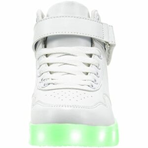 APTESOL Unisex LED Shoes High Top Light Up Sneakers USB Rechargeable Flashing Shoes for Women Men (White,8 Women/6.5 Men)