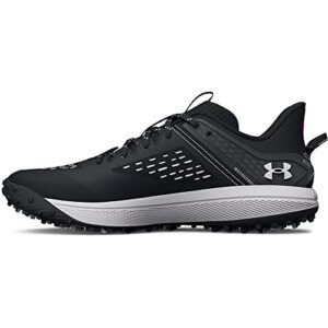 under armour men's yard low turf baseball cleat shoe, (001) black/black/white, 10