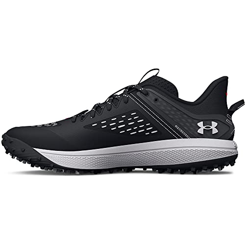 Under Armour Men's Yard Low Turf Baseball Cleat Shoe, (001) Black/Black/White, 10