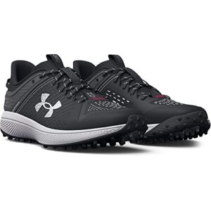 Under Armour Men's Yard Low Turf Baseball Cleat Shoe, (001) Black/Black/White, 10