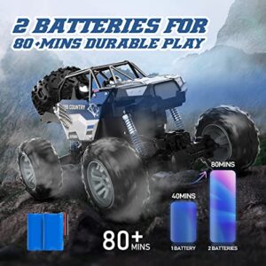 DEERC Large 1:8 Scale Remote Control Monster Truck for Adults Boys, Upgraded RC Cars Remote Control Car, Off Road with Realistic Sound, 2.4Ghz 4WD Toy All Terrain Climbing, 2 Batteries for 80 Min Play