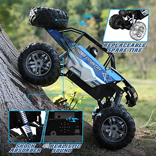 DEERC Large 1:8 Scale Remote Control Monster Truck for Adults Boys, Upgraded RC Cars Remote Control Car, Off Road with Realistic Sound, 2.4Ghz 4WD Toy All Terrain Climbing, 2 Batteries for 80 Min Play