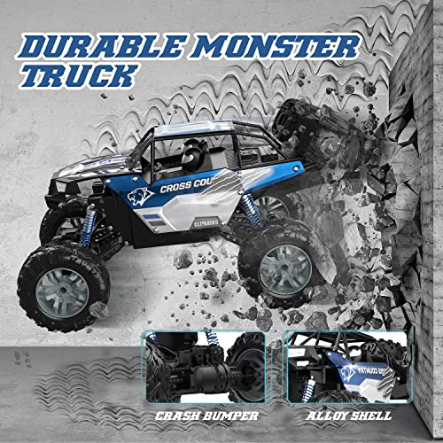 DEERC Large 1:8 Scale Remote Control Monster Truck for Adults Boys, Upgraded RC Cars Remote Control Car, Off Road with Realistic Sound, 2.4Ghz 4WD Toy All Terrain Climbing, 2 Batteries for 80 Min Play