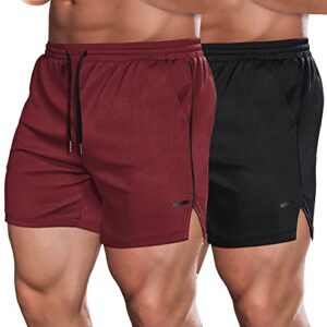 coofandy men's 2 pack gym workout shorts mesh lightweight bodybuilding pants training running sports jogger with pockets