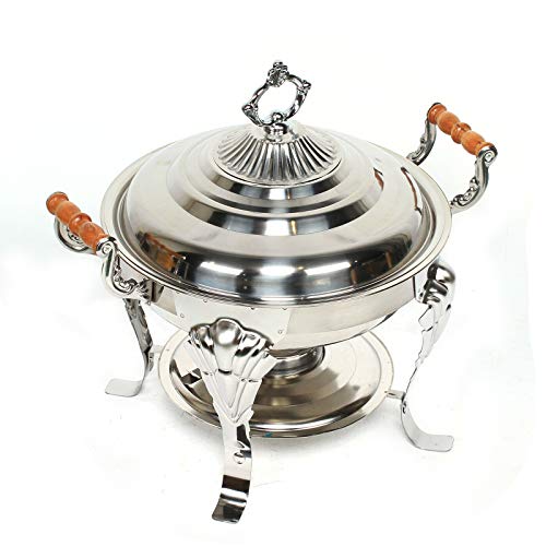 Round Chafing Dish Buffet Catering Tray,360° Rotate Stainless Steel Chafer Container,Chafing Dish for Banquet Buffet Events,Food Warmer Chafing Dishes