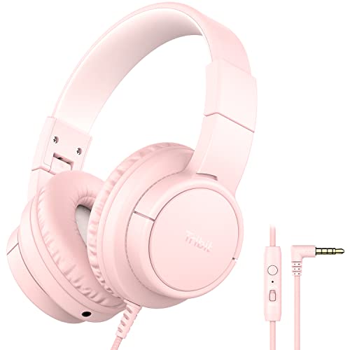 Tribit Kids Headphones Wired with Microphone, Starlet01 Safe Sound Tech 85/94dBA Volume Limited, SharePair, HiFi Stereo Foldable Over-Ear Headphones for Kids for School/Travel/iPad/Kindle/Switch