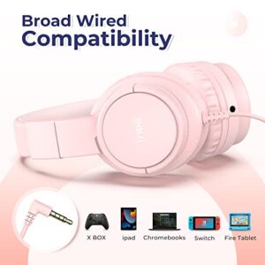Tribit Kids Headphones Wired with Microphone, Starlet01 Safe Sound Tech 85/94dBA Volume Limited, SharePair, HiFi Stereo Foldable Over-Ear Headphones for Kids for School/Travel/iPad/Kindle/Switch