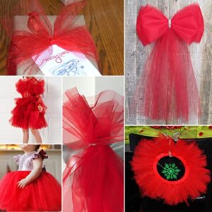 Red Tulle Fabric Rolls 6 Inch by 100 Yards (300 feet) Fabric Spool Tulle Ribbon for DIY Red Tutu Bow Baby Shower Birthday Party Wedding Decorations Christmas Craft Supplies