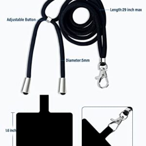 BFSD·DM Universal Cell Phone Lanyard,Crossbody Lanyard with Adjustable Nylon Neck Strap,Compatible with Every Mobile Phone(Black)