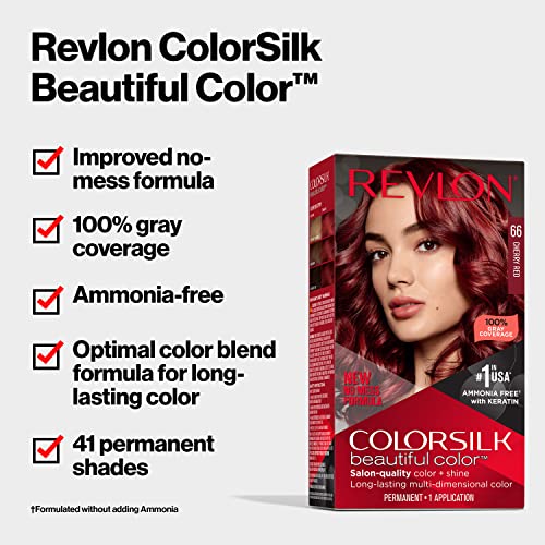Revlon Colorsilk Beautiful Color Permanent Hair Color, Long-Lasting High-Definition Color, Shine & Silky Softness with 100% Gray Coverage, Ammonia Free, 074 Medium Blonde, 1 Pack