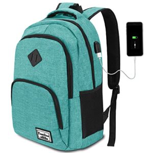 yamtion school backpack for teen girls and boys,laptop bookbag for college with usb charging port,green